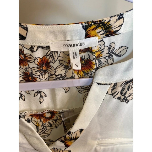Maurices Women's Small Cream and Orange Fall Floral Blouse- NWT - Picture 5 of 11